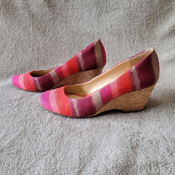 Alex Marie round toe striped cork wedges size 9.5 - Picture 4 of 13